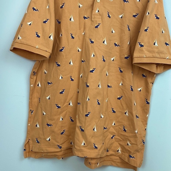 Brooks Brothers Orange Polo Shirt with Sailboats and Whales size XL - Picture 5 of 8